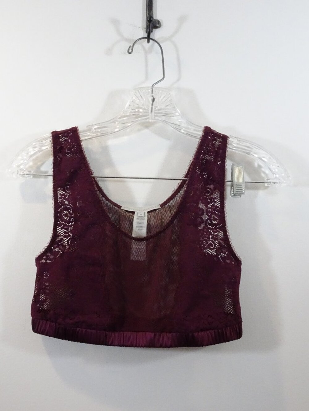 STELLA MCCARTNEY Burgundy Mesh Lace Bralette Size M Lingerie Sheer Pullover